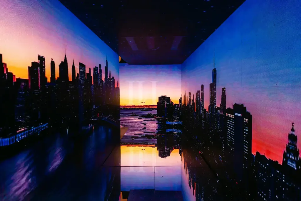 Painéis de LED e projeção mapeada
